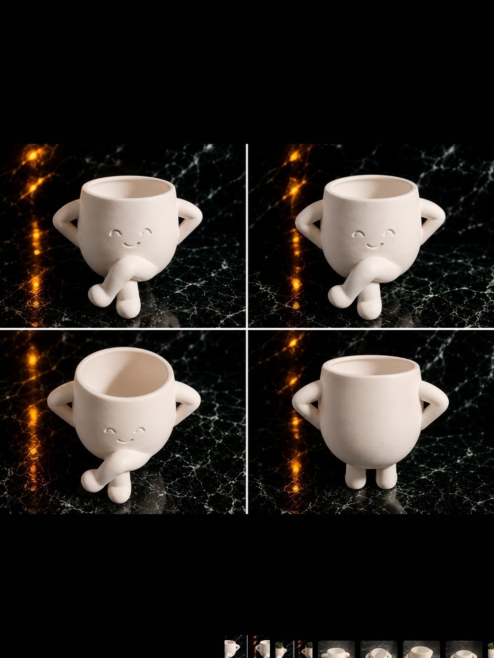 Cheerful Cream Ceramic Planter with Smiling Face
